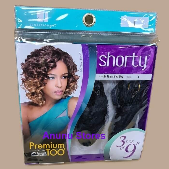 Premium Too Shorty 100% HH & Premium Blend Hair Finger Roll Weave -  3Pcs of 9''